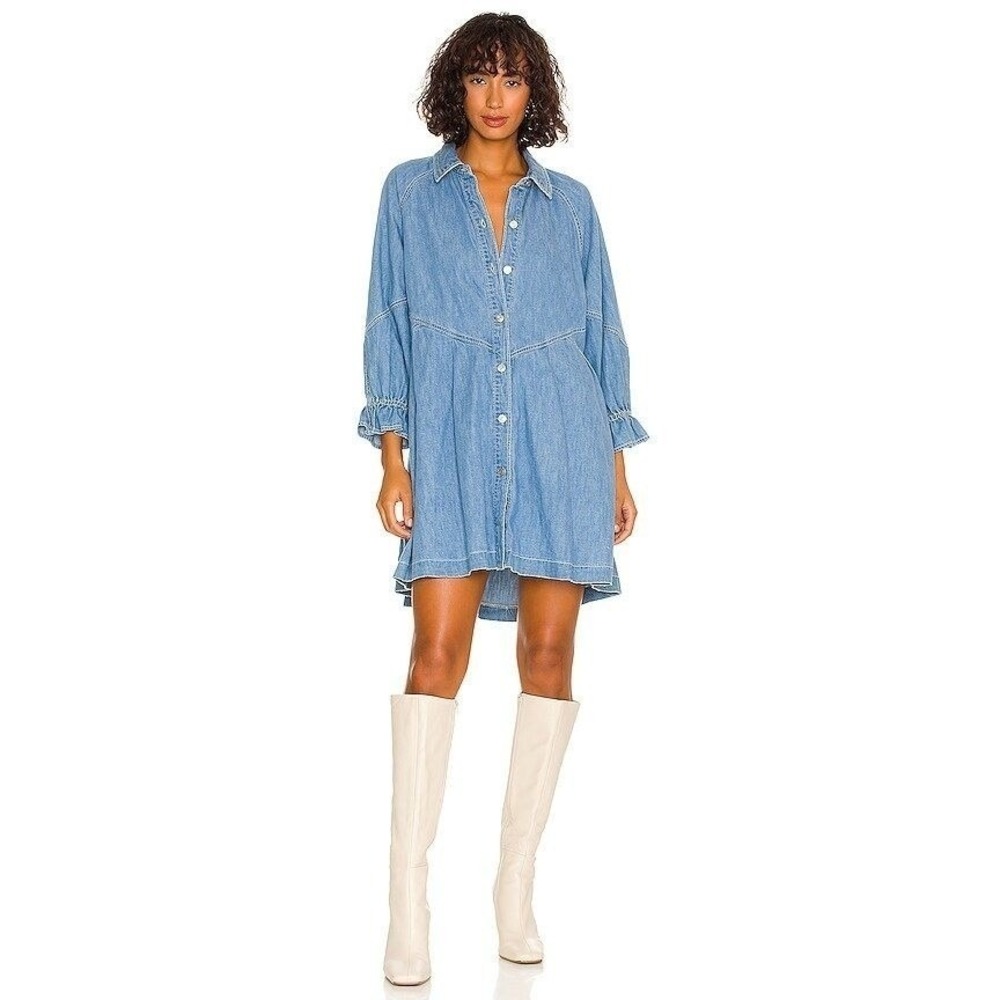 Free People Hannah Mini Denim Dress